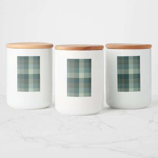 Groene Gingham Karo Ruttenpatroon Ontwerp Voedselcontainer Etiket (Flessen)