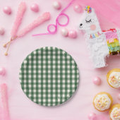 Groene Gingham Kerstmis Papieren Bordje (Feest)