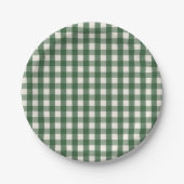 Groene Gingham Kerstmis Papieren Bordje (Voorkant)
