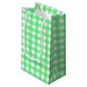 Groene gingham klein cadeauzakje (Voorkant Gekanteld)