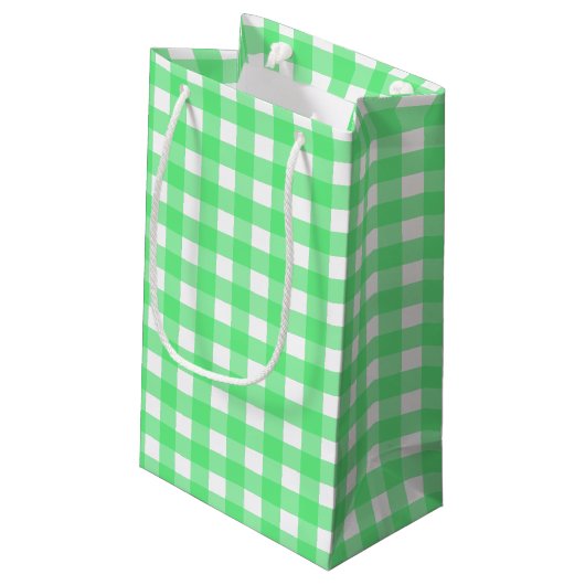 Groene gingham klein cadeauzakje (Achterkant Gekanteld)