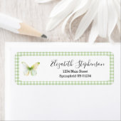 Groene Gingham Kleine Vlinder Retouradres Etiket (Insitu)