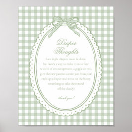 Groene Gingham Kokette Strik Luier Gedachten Baby Poster