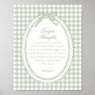 Groene Gingham Kokette Strik Luier Gedachten Baby Poster