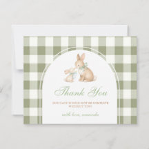 Groene Gingham Konijn Lente Pasen Baby Shower