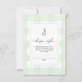 Groene Gingham Konijn Luier Raffel Ticket Kaart (Voorkant)