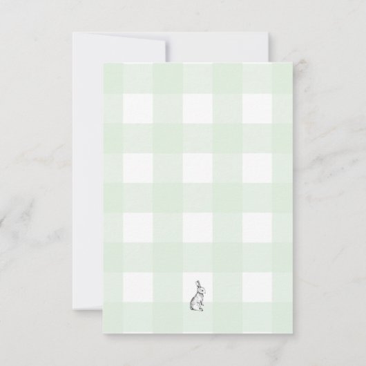 Groene Gingham Konijn Luier Raffel Ticket Kaart (Achterkant)