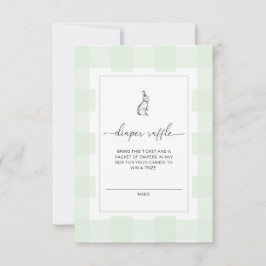 Groene Gingham Konijn Luier Raffle Ticket Kaart
