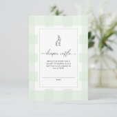 Groene Gingham Konijn Luier Raffle Ticket Kaart (Staand voorkant)