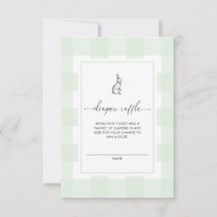 Groene Gingham Konijn Luier Raffle Ticket Kaart