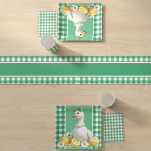 Groene Gingham Korte Tafelloper