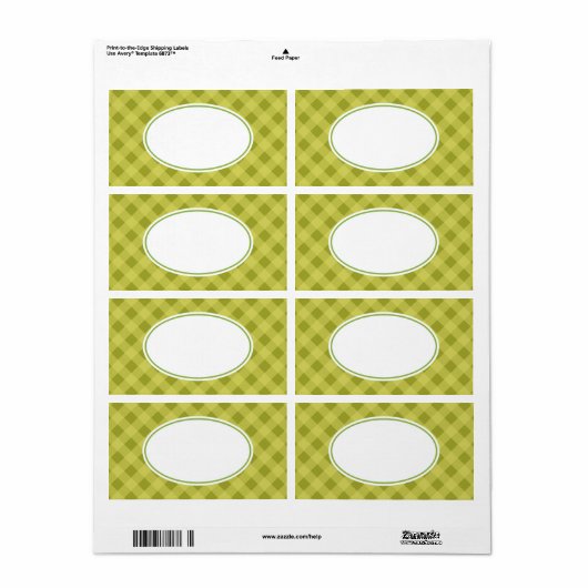 Groene Gingham-labels Etiket (Full Sheet)