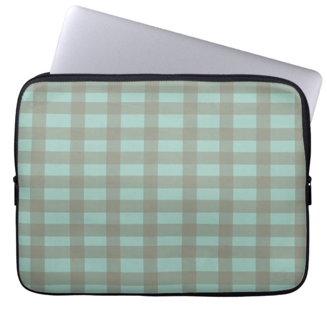 Groene Gingham Laptop Sleeve (Voorkant)