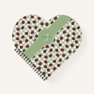 Groene Gingham Lieveheersbeestje Hart Notitieboek