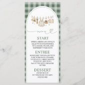 Groene Gingham Lokale Oogst 4x9 Menukaart (Voorkant)