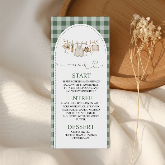 Groene Gingham Lokale Oogst 4x9 Menukaart