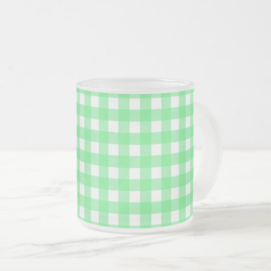 Groene gingham matglas koffiemok (Voorkant rechts)