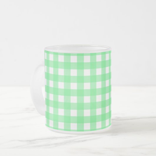 Groene gingham matglas koffiemok (Voorkant links)