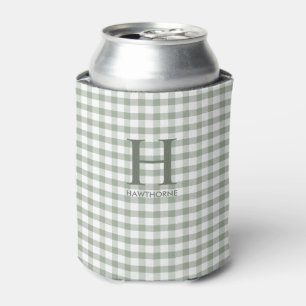 Groene Gingham Moderne Monogram Blikjeskoeler