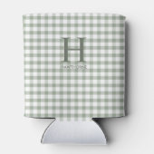 Groene Gingham Moderne Monogram Blikjeskoeler (Achterkant)