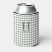 Groene Gingham Moderne Monogram Blikjeskoeler (Blikje Achterkant)