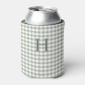 Groene Gingham Moderne Monogram Blikjeskoeler (Blikje Voorkant)