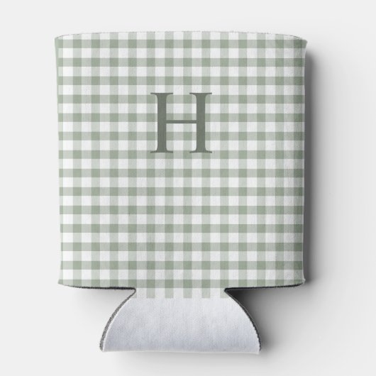 Groene Gingham Moderne Monogram Blikjeskoeler (Achterkant)