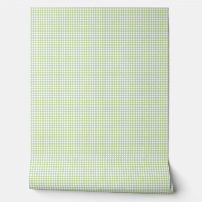 Groene Gingham Muurpatroon Behang (Afrollen)