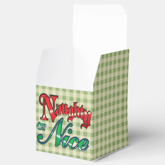 Groene Gingham Ondeugend of Mooie Kerstmis Bedankdoosjes (Geopend)