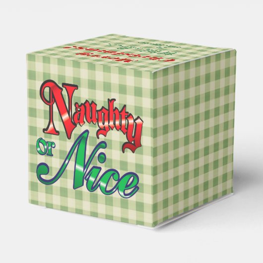 Groene Gingham Ondeugend of Mooie Kerstmis Bedankdoosjes (Achterkant)