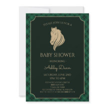 Groene Gingham Paardenthema Baby Shower