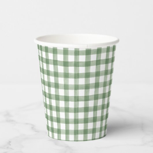 Groene Gingham Paper cup Papieren Bekers (Rechts)