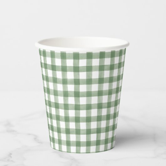 Groene Gingham Paper cup Papieren Bekers (Voorkant)