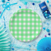 Groene gingham papieren bordje (Feest)