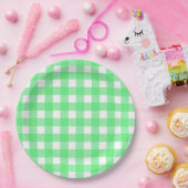 Groene gingham papieren bordje (Feest)