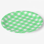 Groene gingham papieren bordje (Gekanteld)
