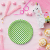 Groene Gingham Papieren Bordje (Feest)