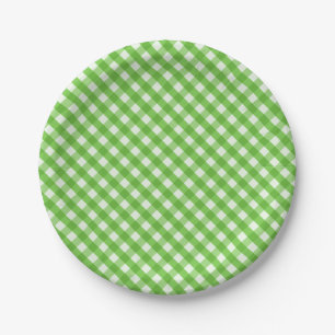 Groene Gingham Papieren Bordje