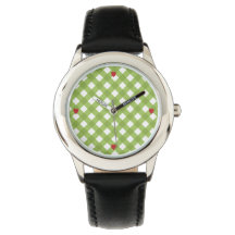 Groene gingham patroon met rode harten
