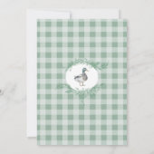 Groene Gingham Peking-eend Baby Shower Uitnodiging (Achterkant)