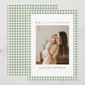 Groene Gingham Plaid Aangepaste Foto Kerstmis Feestdagenkaart (Voorkant / Achterkant)