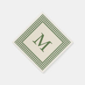 Groene Gingham Plaid Aangepaste Monogram Eerste Le Servet (Hoek)