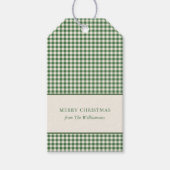 Groene Gingham Plaid Aangepaste Naam Kerstmis Cadeaulabel (Voorkant)