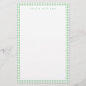 Groene Gingham Plaid Briefpapier (Voorkant)