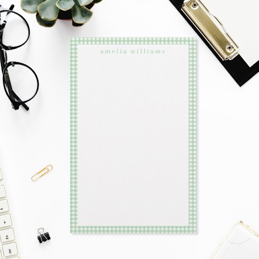 Groene Gingham Plaid Briefpapier