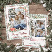 Groene Gingham Plaid Kerst Foto Prettig Kerstfeest