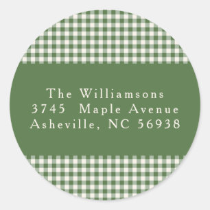 Groene Gingham Plaid Kerst Retouradres Label