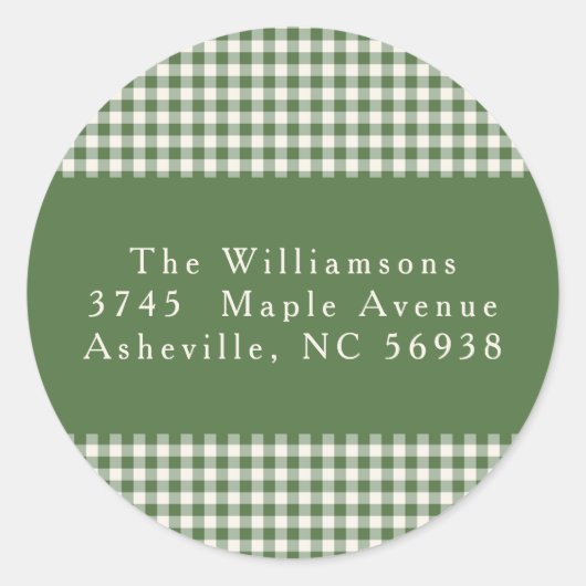 Groene Gingham Plaid Kerst Retouradres Label (Voorkant)