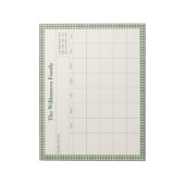 Groene Gingham Plaid Maandelijkse Gezinsplanner Ka Notitieblok (Linkerzijde)