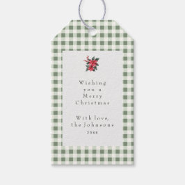 Groene Gingham Plaid Op Maat Kerstmis Cadeaulabel